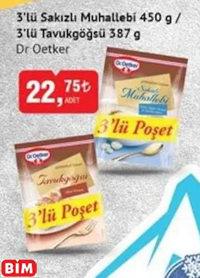 DR OETKER 3’LÜ SAKIZLI MUHALLEBİ 450 G /  3’LÜ TAVUKGÖĞSÜ 387 G
